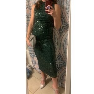 Green sequin cocktail dress